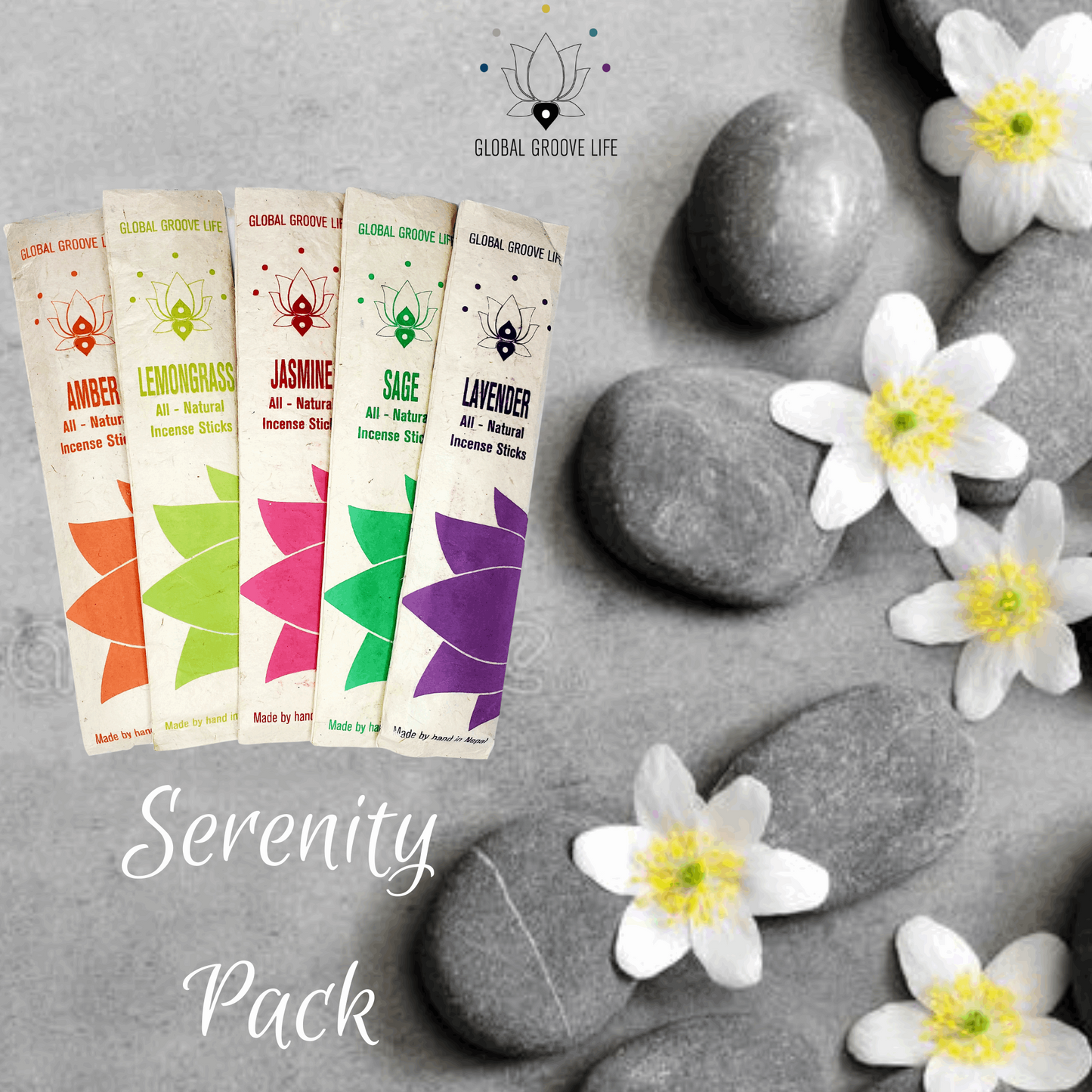 Hand Rolled All-Natural Stick Incense - Serenity 5x Pack