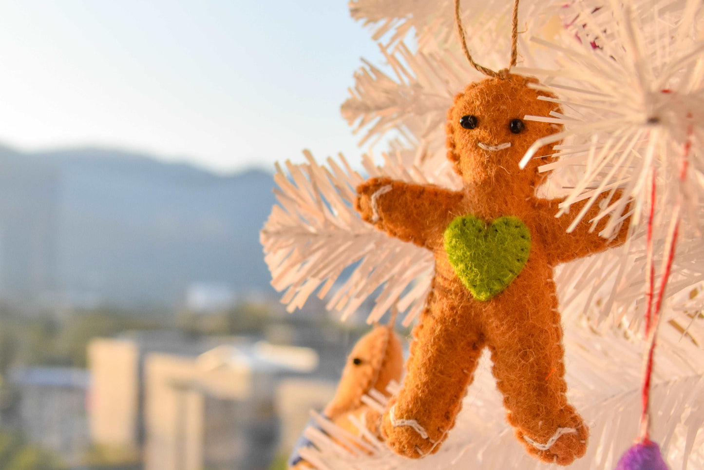 Gingerbread Home and Friend Handmade Felt Ornament--Set of 2