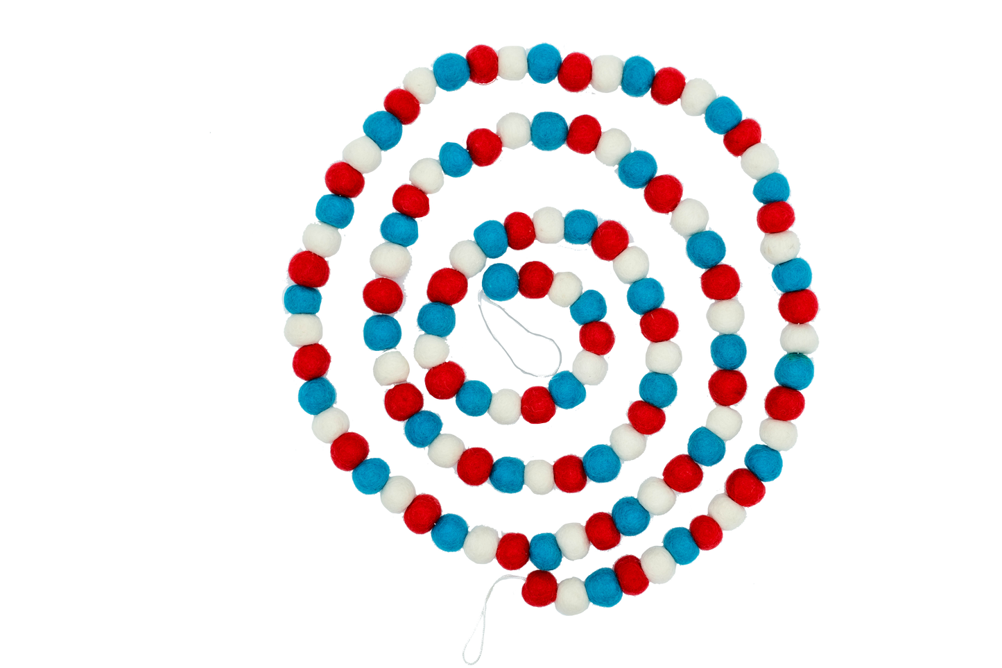 This Global Groove Life, handmade, ethical, fair trade, eco-friendly, sustainable, felt, red, white and turquoise, Retro Holiday felt garland ,was created by artisans in Kathmandu Nepal and will bring beautiful color, warmth and fun to your home.