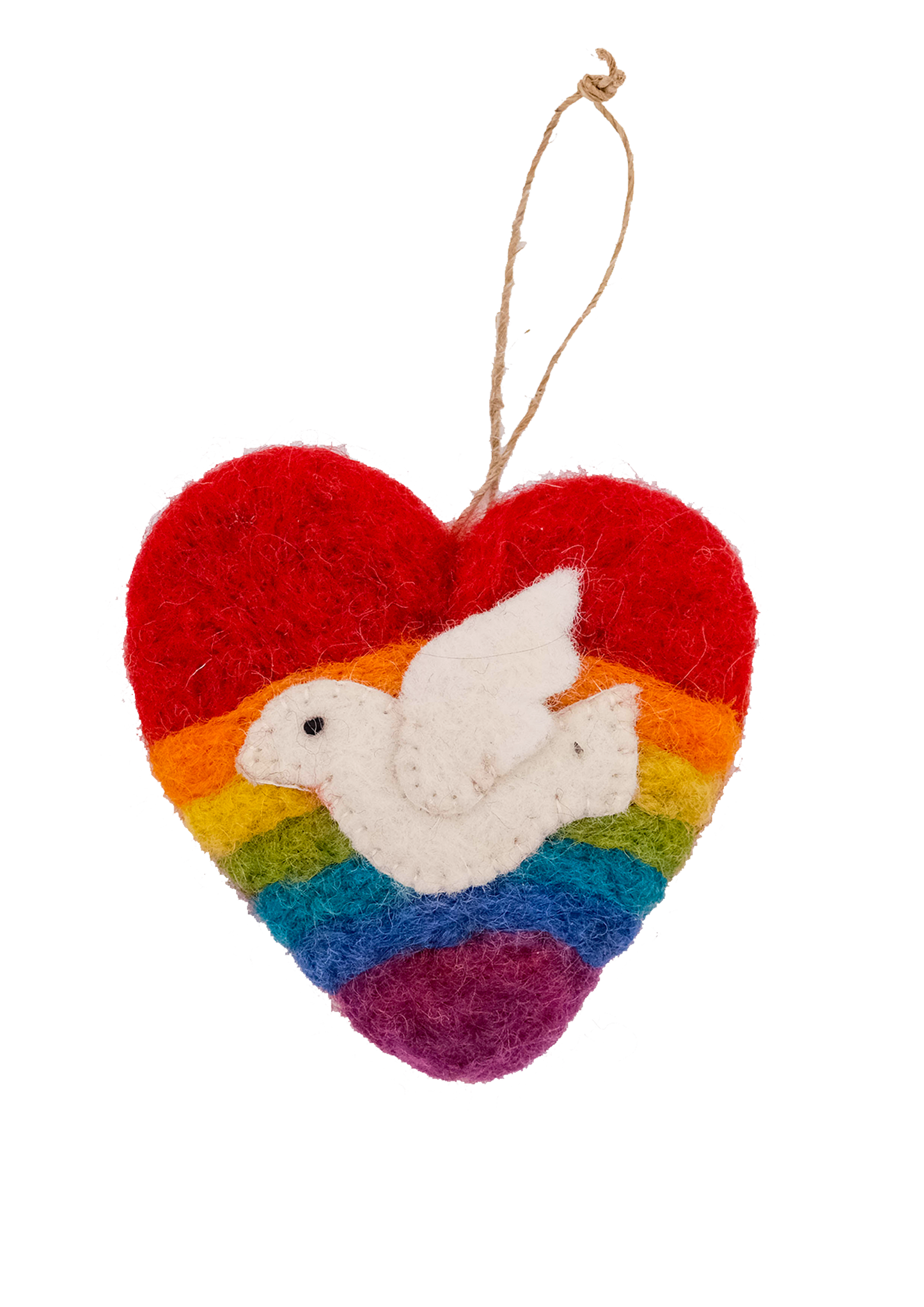 This Global Groove Life, handmade, ethical, fair trade, eco-friendly, sustainable, rainbow dove heart ornament was created by artisans in Kathmandu Nepal and will bring colorful warmth and fun to your Christmas tree this season.