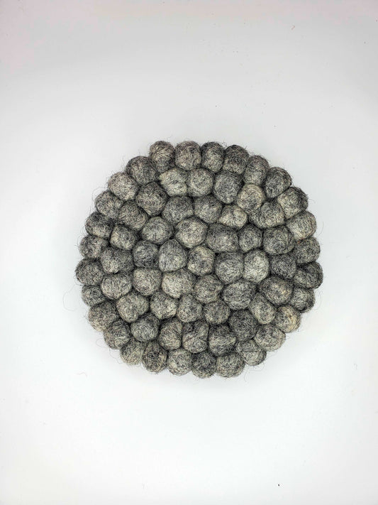 Heather Grey Handmade Felt Pom-Pom Coasters