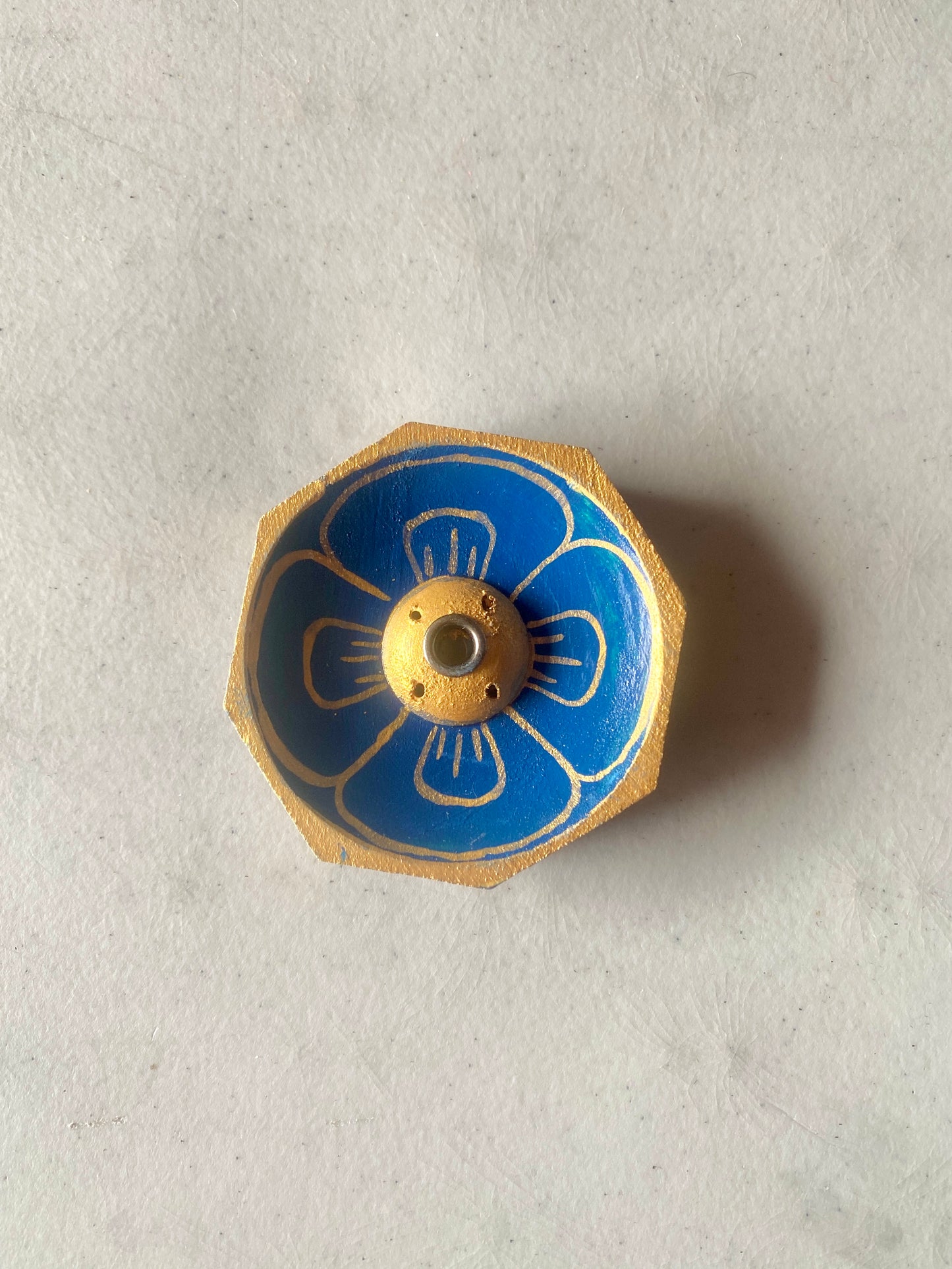 INCENSE BURNER -BLUE AND GOLD SMALL