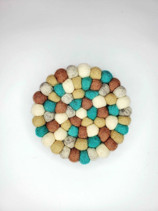 Kokopelli Handmade Felt Pom-Pom Coasters
