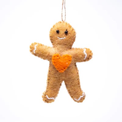 Rainbow Gingerbread Friends Handmade Felt Ornaments --SET of 7