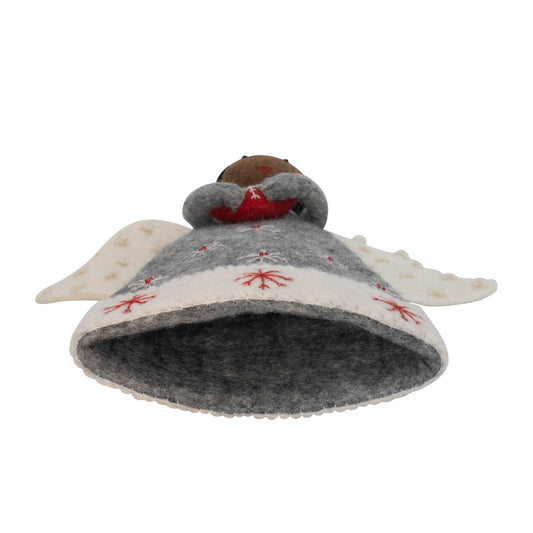 This Global Groove Life, handmade, ethical, fair trade, eco-friendly, sustainable, felt, Snow Queen Angel tree topper, was created by artisans in Kathmandu Nepal and will be a brilliantly beautiful addition to your Christmas tree this holiday season.