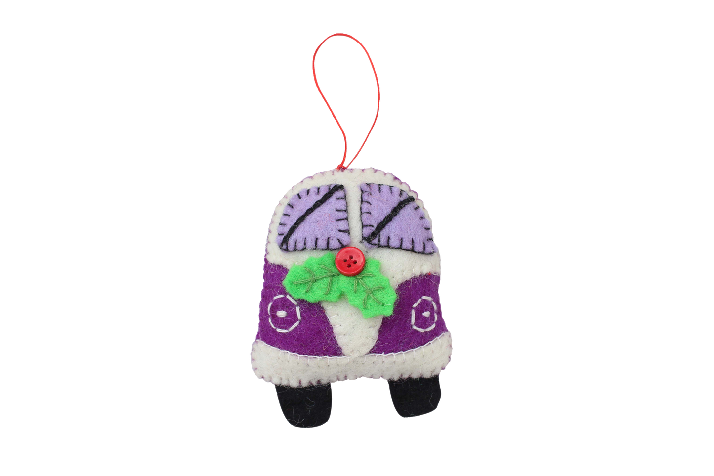 Purple Hippie Bus Felt Ornament