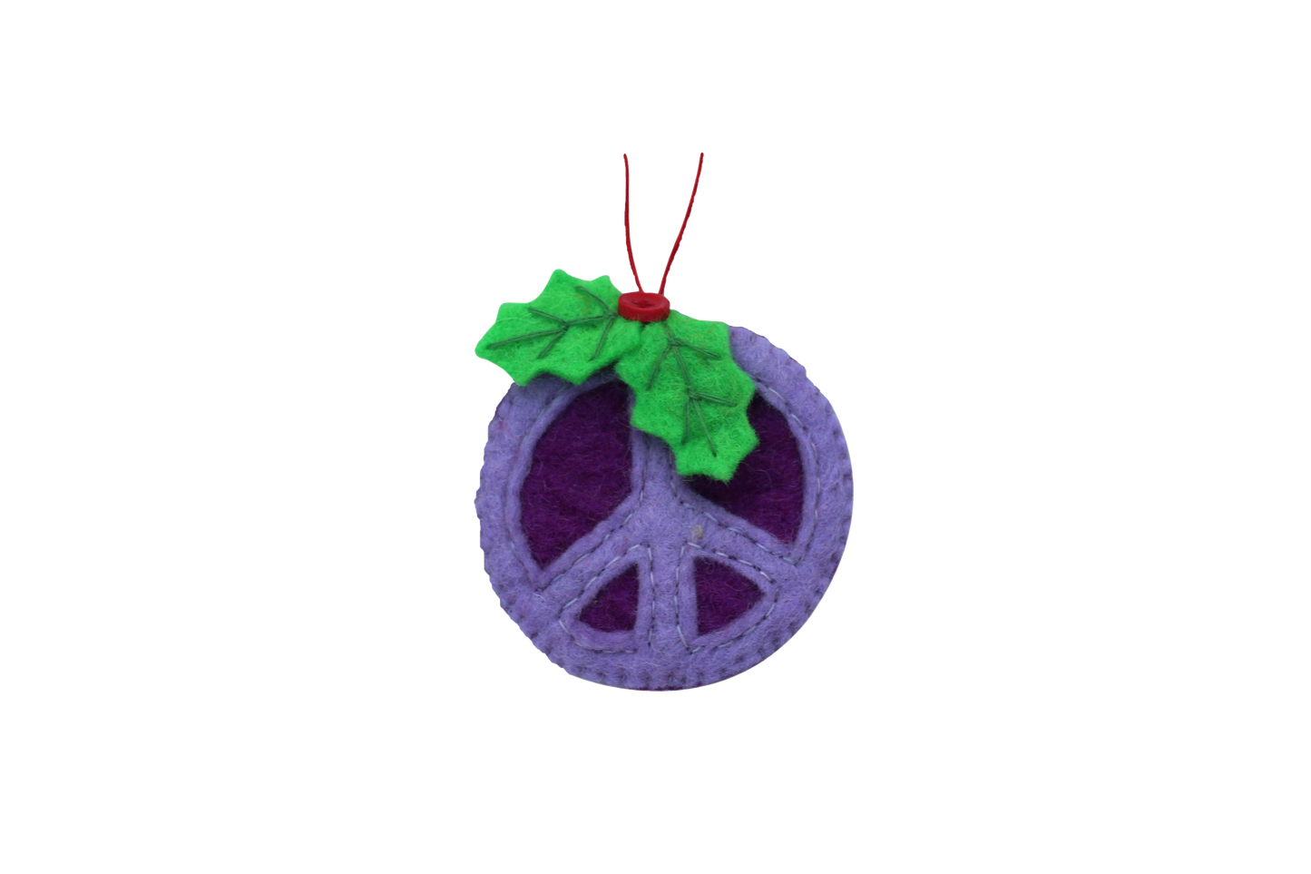 Purple Peace Sign Wool Felt Ornament