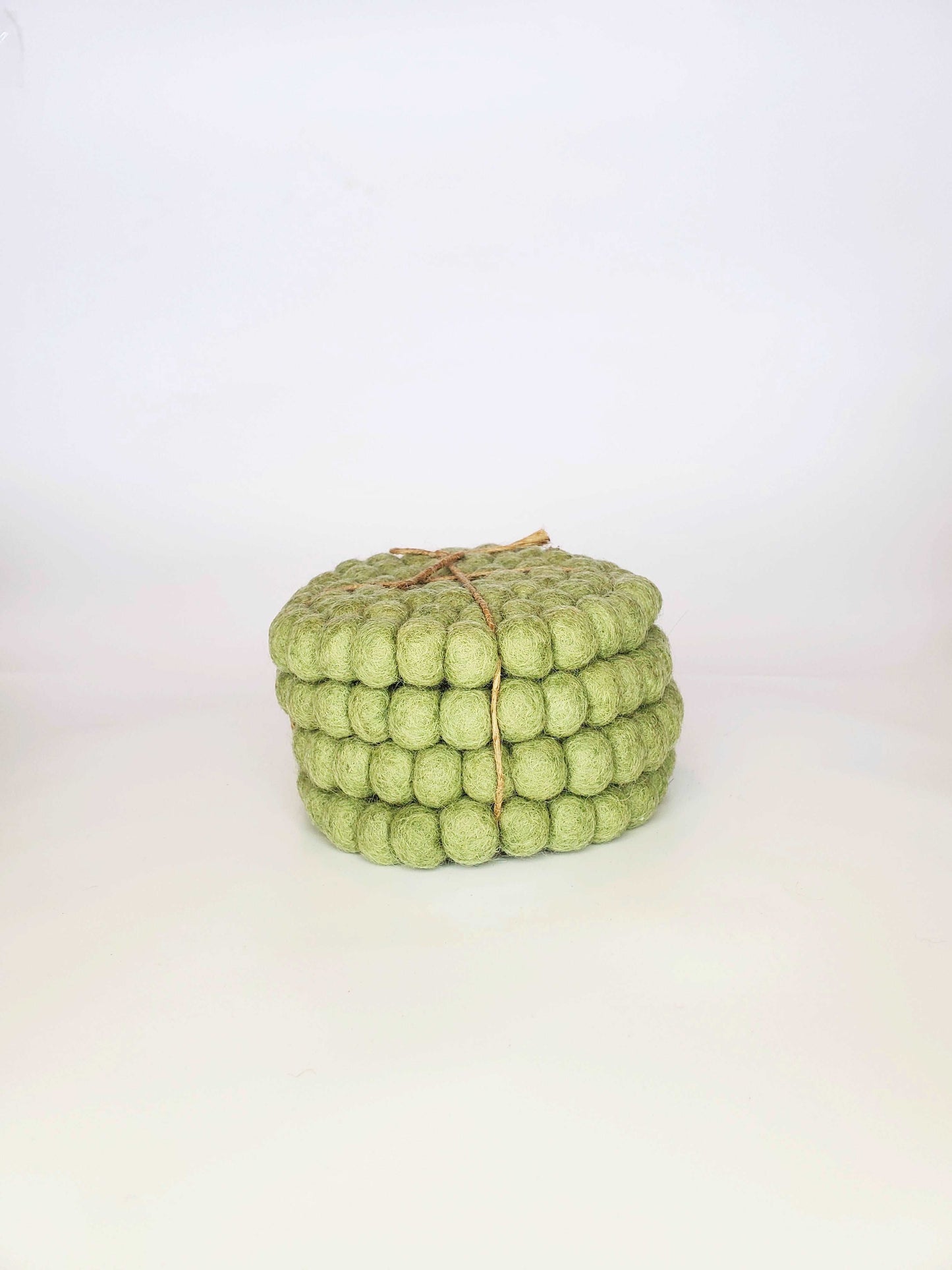Sage Handmade Felt Pom-Pom Coasters