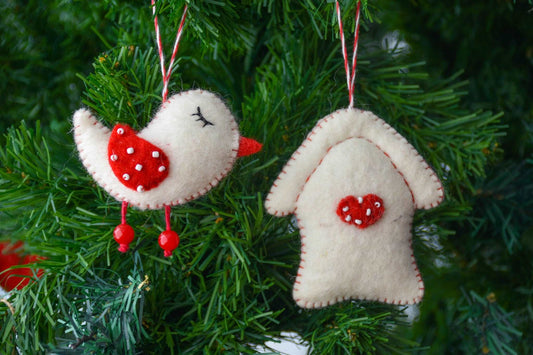 Home is Where the Heart Is Handmade Felt Ornaments--Set of 2