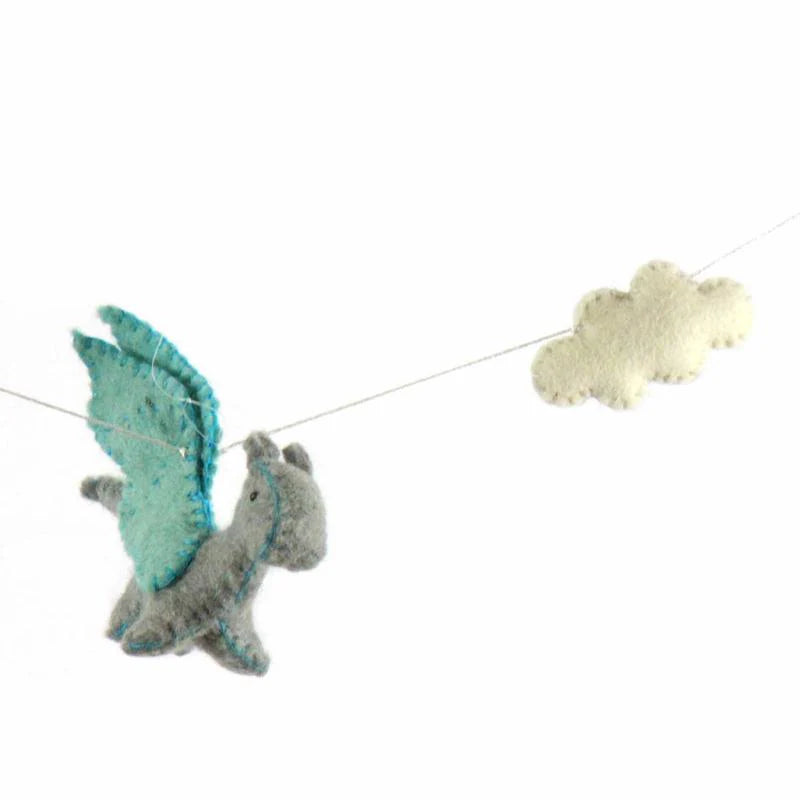 Felt Dragon Garland - Blue and Gray Colors - Kids' Room Decor