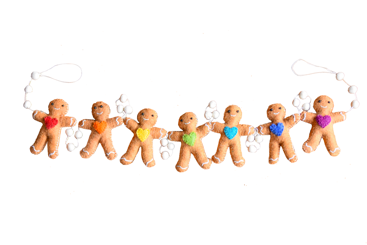 Rainbow Gingerbread Friends Handmade Felt Garland