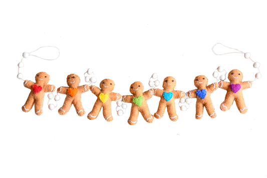 Rainbow Gingerbread Friends Handmade Felt Garland