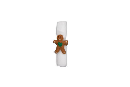 Gingerbread Friends Christmas Holiday Handmade Felt Napkin Rings--Set of 4