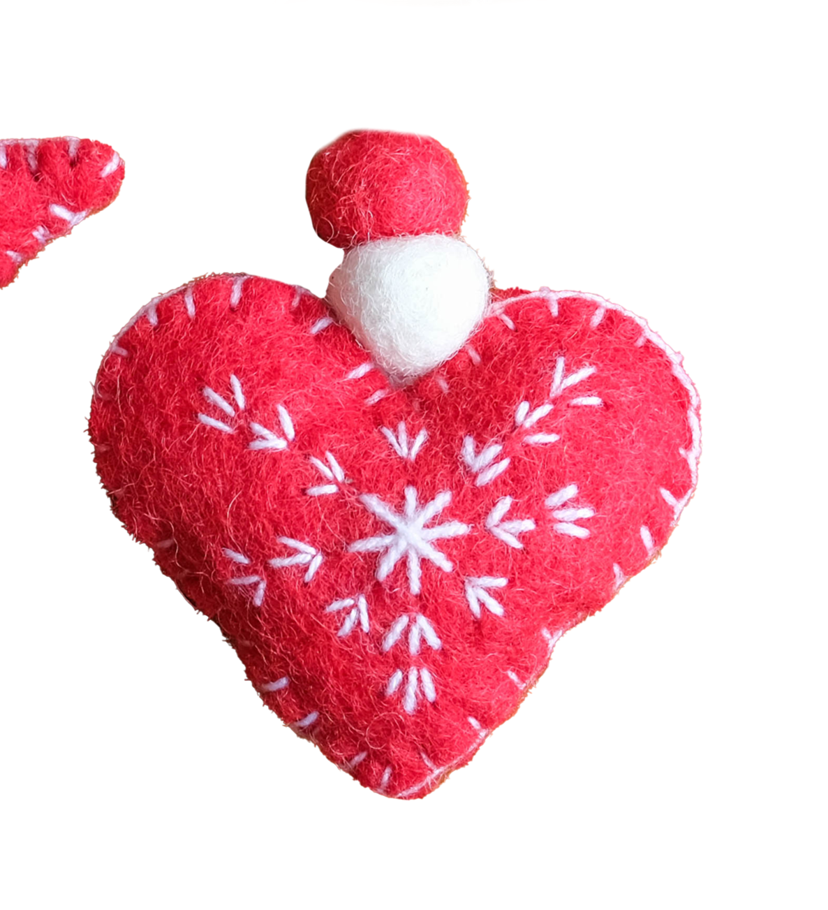 Red Heart Snowflake Felt Ornaments