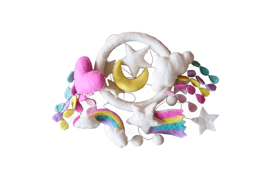Pastel Rainbow, Heart, Star, and Moon Felt Mobile