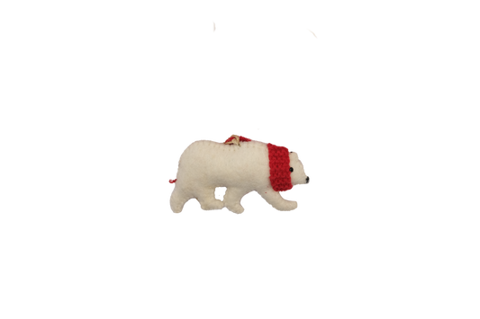 Retro Kai Polar Bear with Red Scarf Ornament
