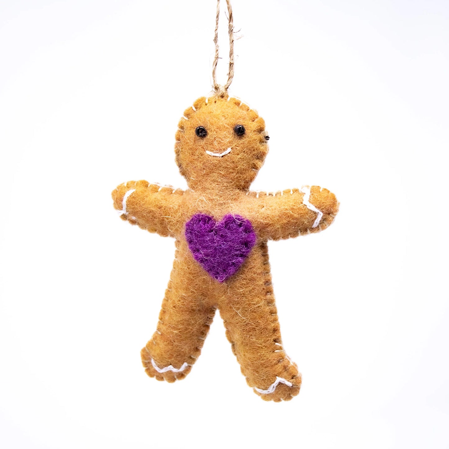 Rainbow Gingerbread Friends Handmade Felt Ornaments --SET of 7