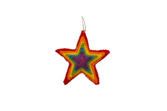 Rainbow Starburst Handmade Felt Ornament