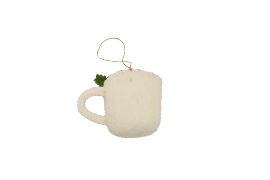 Hot Cocoa and Marshmallow Heart Mug Felt Holiday Classic Ornament