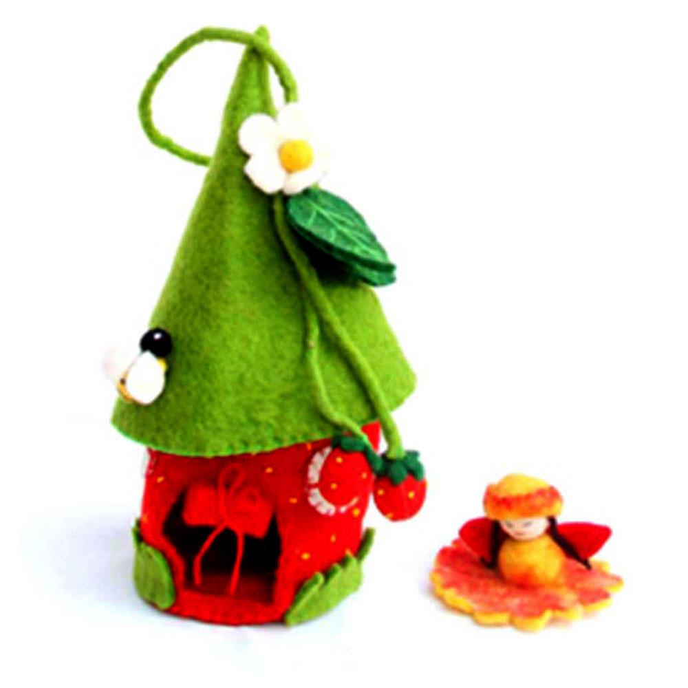 Felted Strawberry Fairy House - Global Groove - Global Groove Life