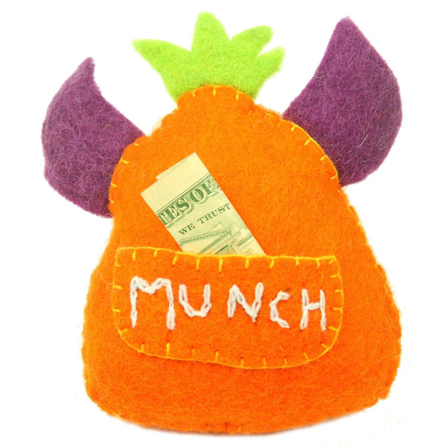 Hand Felted Orange Tooth Monster with Many Eyes - Global Groove - Global Groove Life