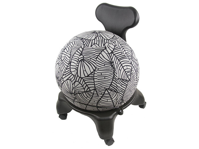 75cm Balance Ball / Yoga Ball Cover: Black & Grey Palm Leaf