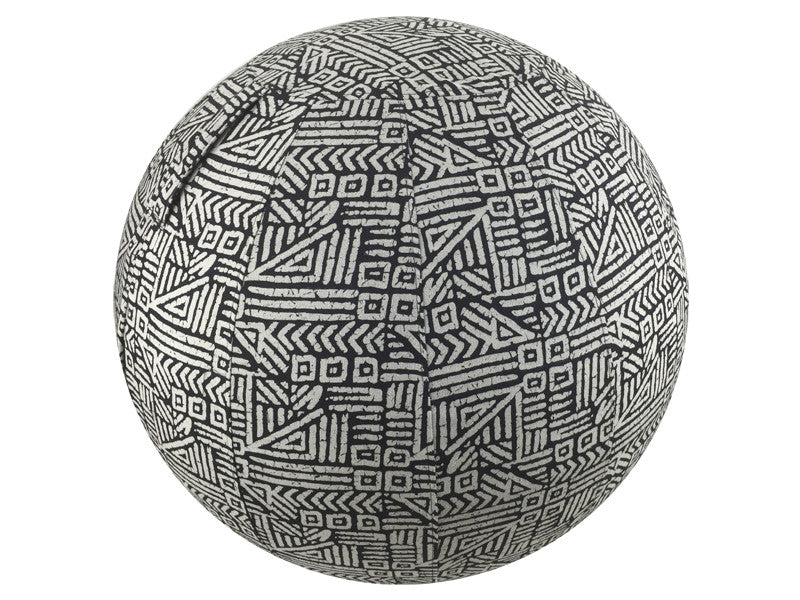 75cm Balance Ball / Yoga Ball Cover: Black Tribal Block - Global Groove Life