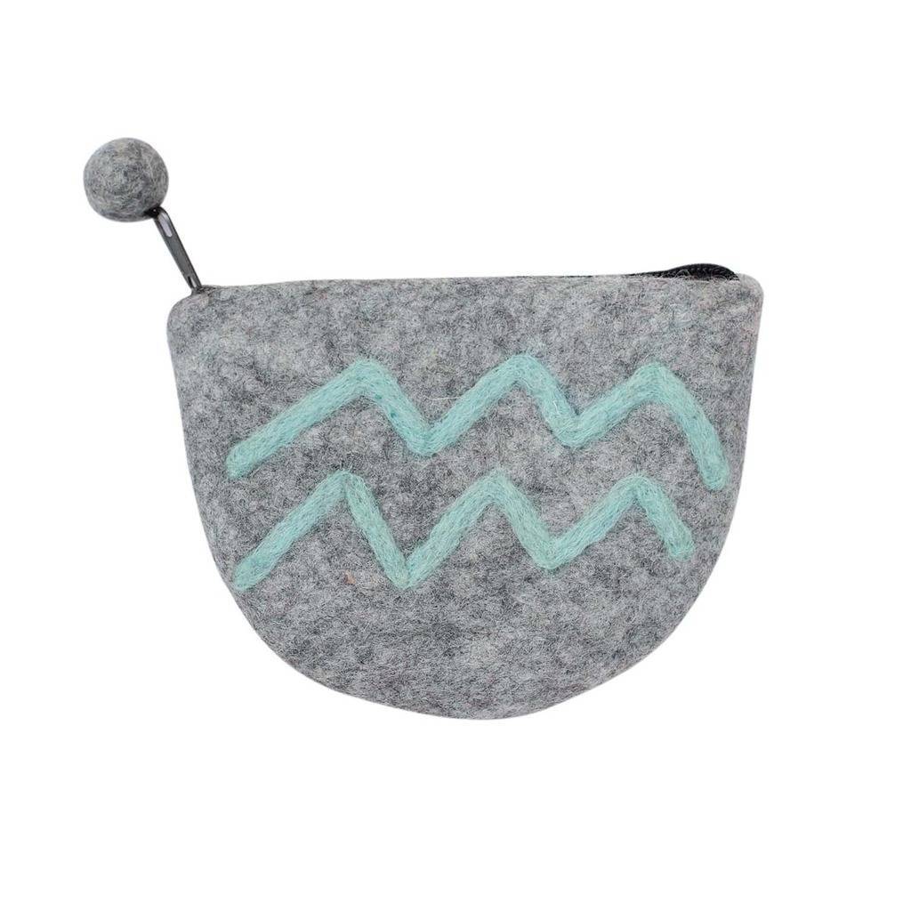 Felt Aquarius Zodiac Coin Purse - Global Groove - Global Groove Life