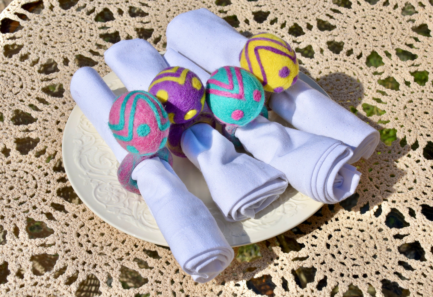 Easter Egg Napkin Rings, Set of Four Colors