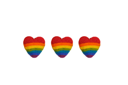 This Global Groove Life, handmade, ethical, fair trade, eco-friendly, sustainable, three felt rainbow heart ornament set was created by artisans in Kathmandu Nepal and will bring colorful warmth and fun to your Christmas tree this season.