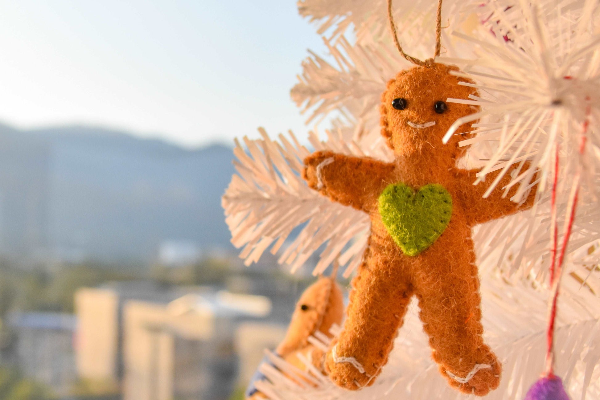 Gingerbread Home and Friend Handmade Felt Ornament--Set of 2