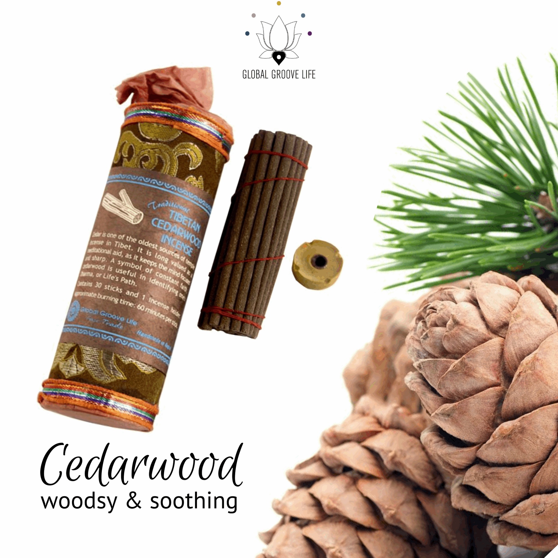 Cedarwood Incense - All-natural handmade tibetan incense - Fairtrade Incense - Soothing and woodsy fragrance