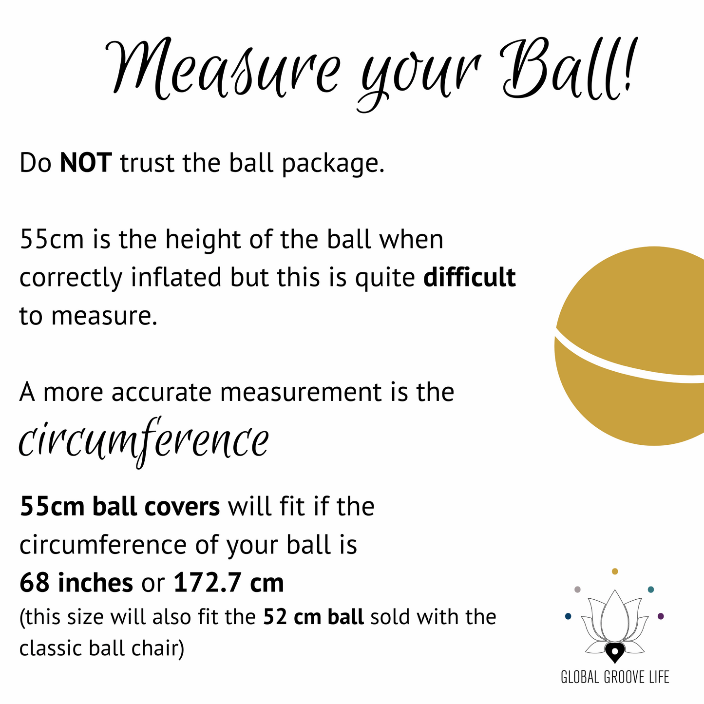 55cm Balance Ball / Yoga Ball Cover: Cream