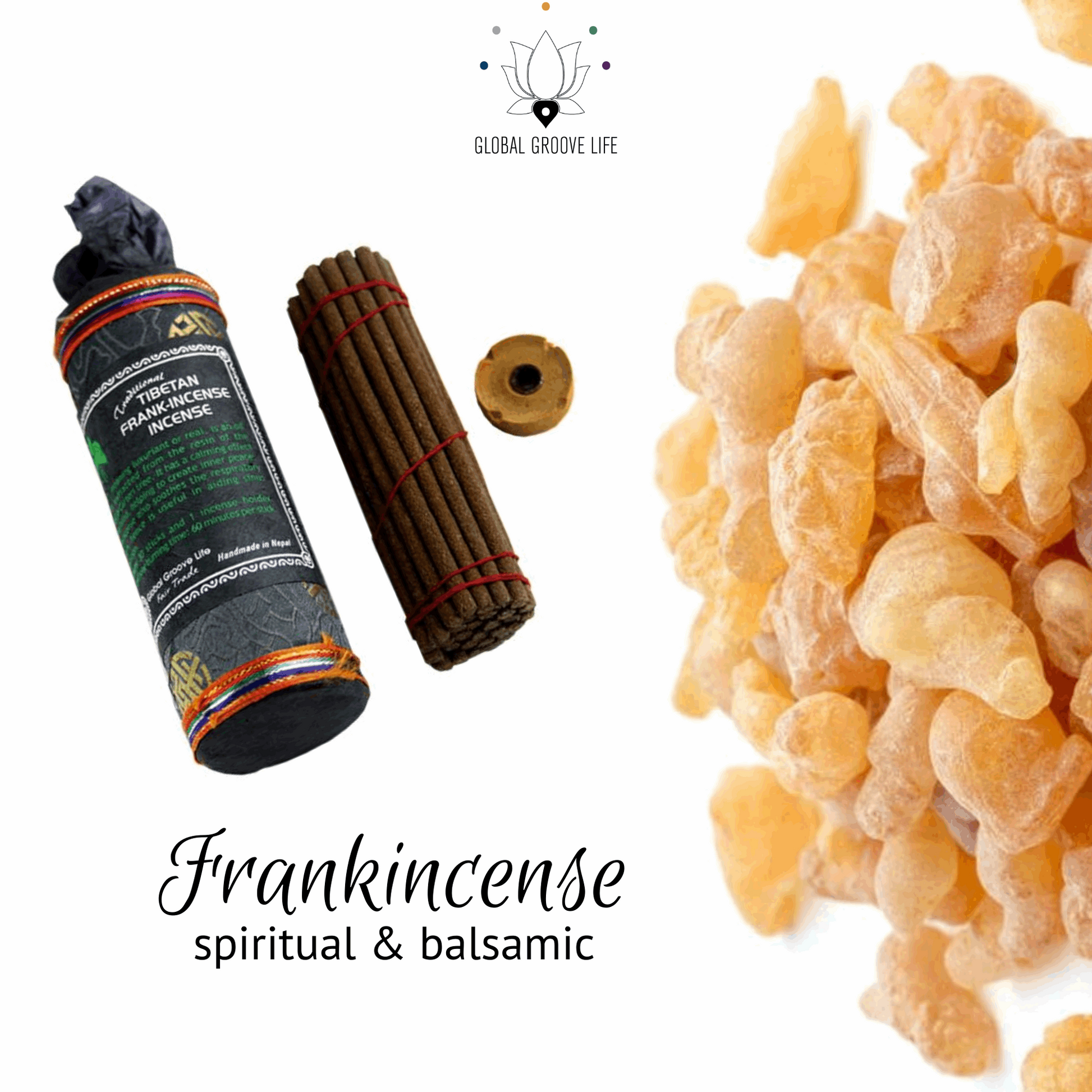 Frankincense Incense - All-natural handmade tibetan incense - Fairtrade Incense - Spiritual and balsamic fragrance