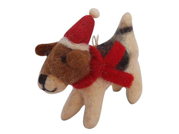 Beagle Dog Santa Wool Felt Classic Ornament