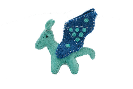 Retro Kai Magical Ice Blue Dragon Felt Ornament