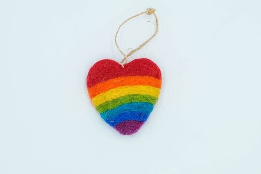 This Global Groove Life, handmade, ethical, fair trade, eco-friendly, sustainable, felt rainbow heart was created by artisans in Kathmandu Nepal and will bring colorful warmth and fun to your Christmas tree this season.