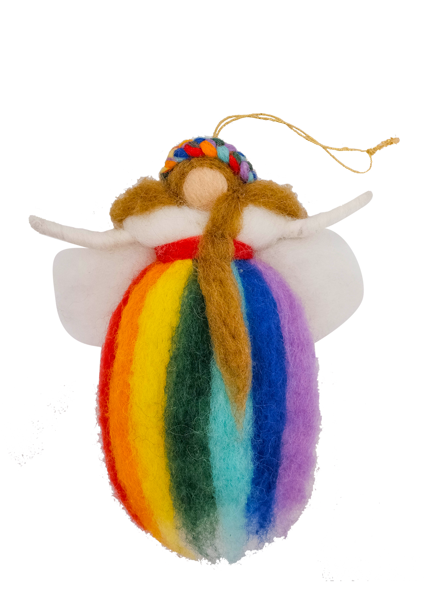 Rainbow Angel Fairy Handmade Felt Ornament-White