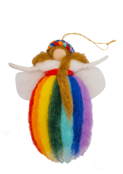 Rainbow Angel Fairy Handmade Felt Ornament-White
