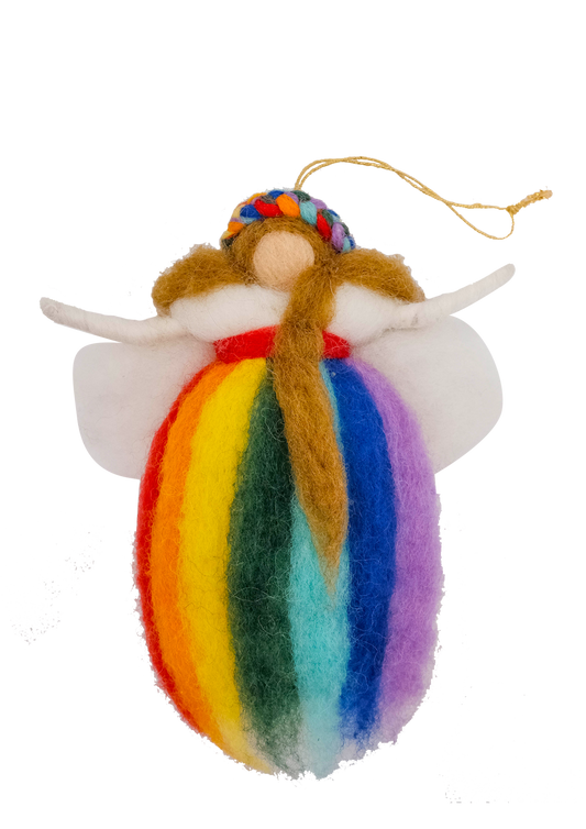 Rainbow Angel Fairy Handmade Felt Ornament-White