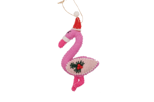 Flamingo Santa Felt Classic Ornament