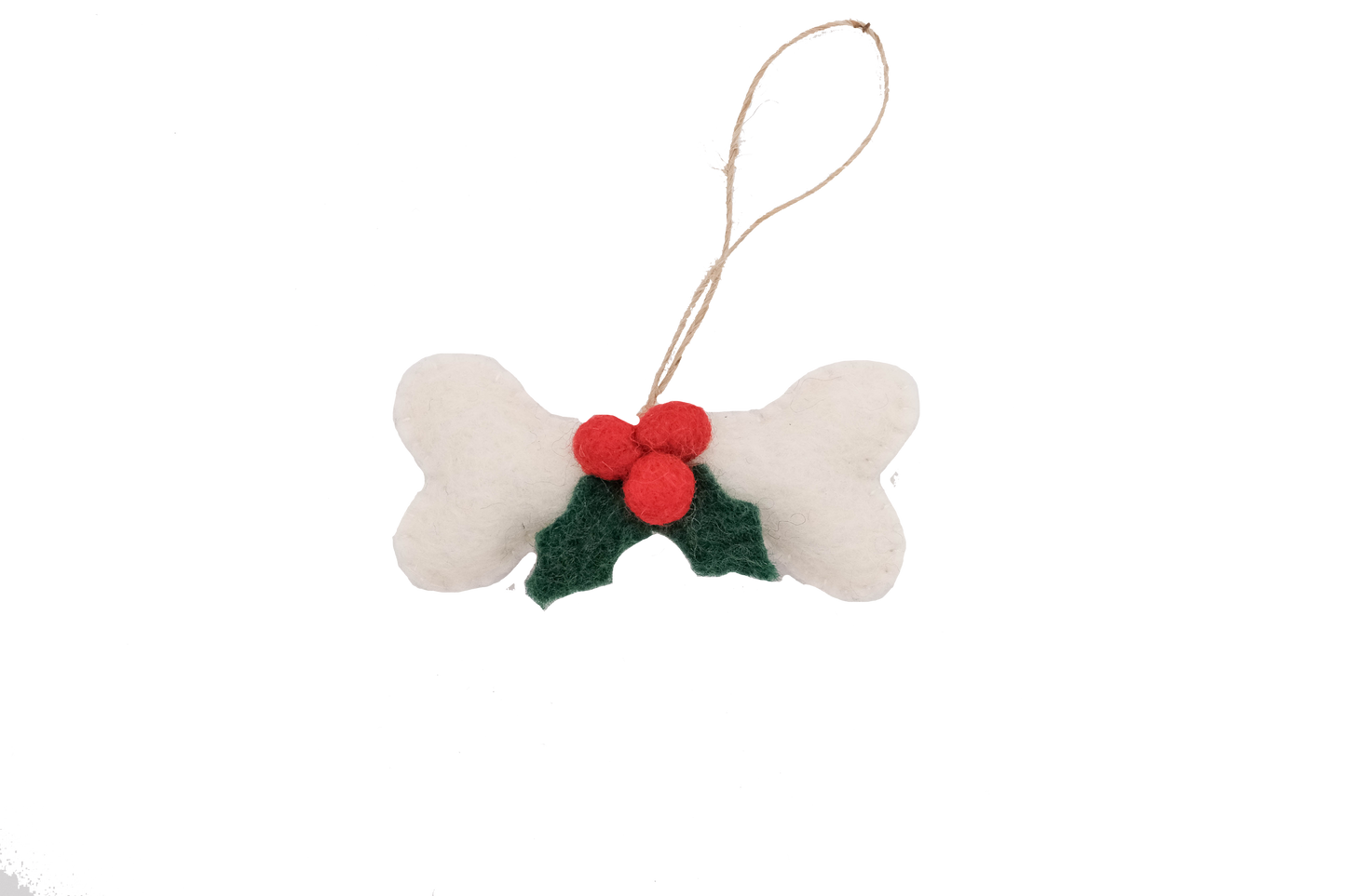 Holly Doggie Treat Bone Wool Felt Classic Ornament
