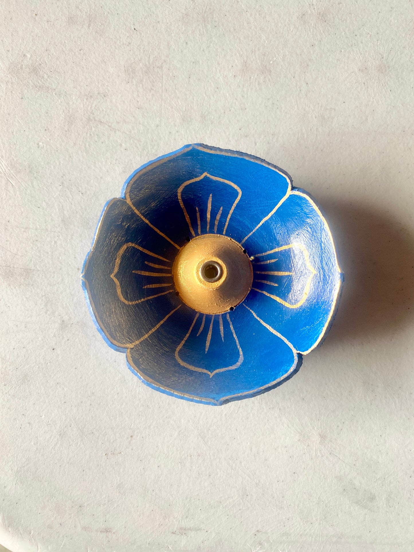 INCENSE BURNER - BLUE AND GOLD LARGE