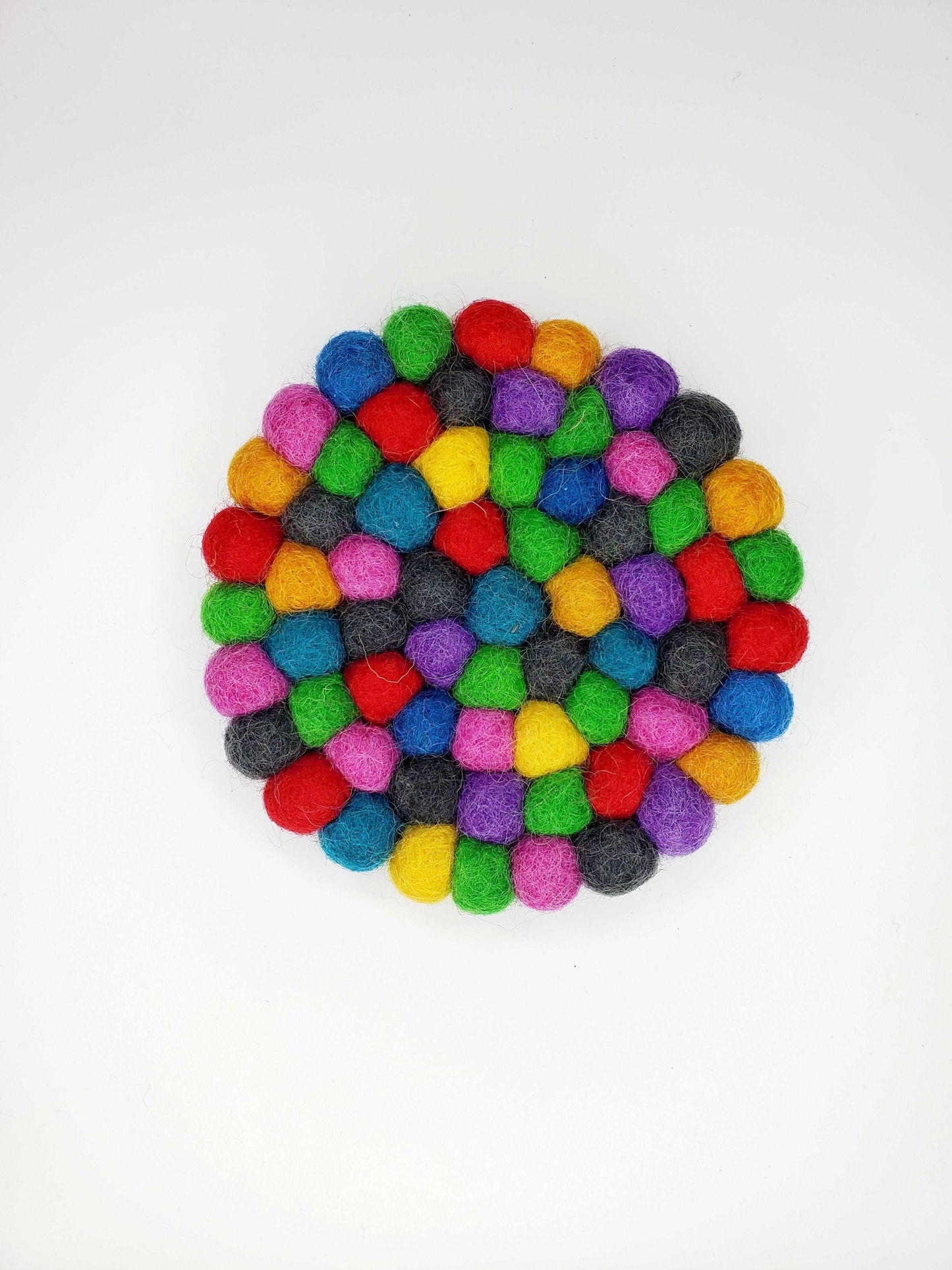 Kaleidescope Handmade Felt Pom-Pom Coasters