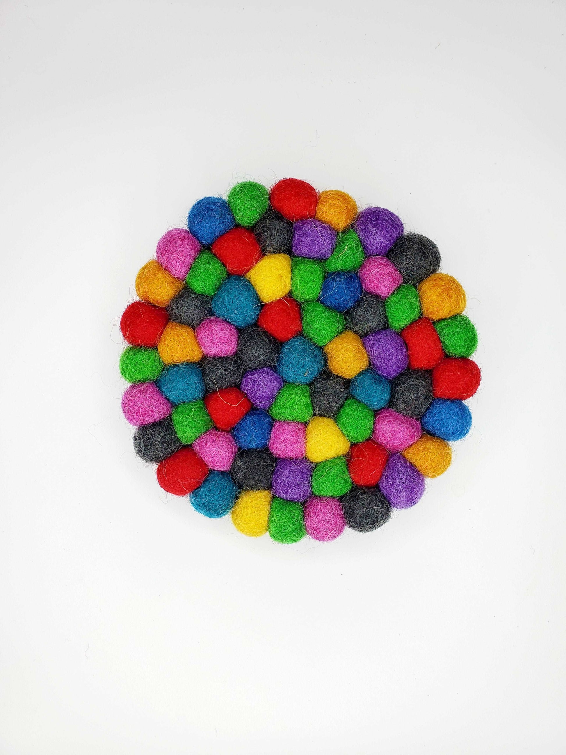 Kaleidescope Handmade Felt Pom-Pom Coasters