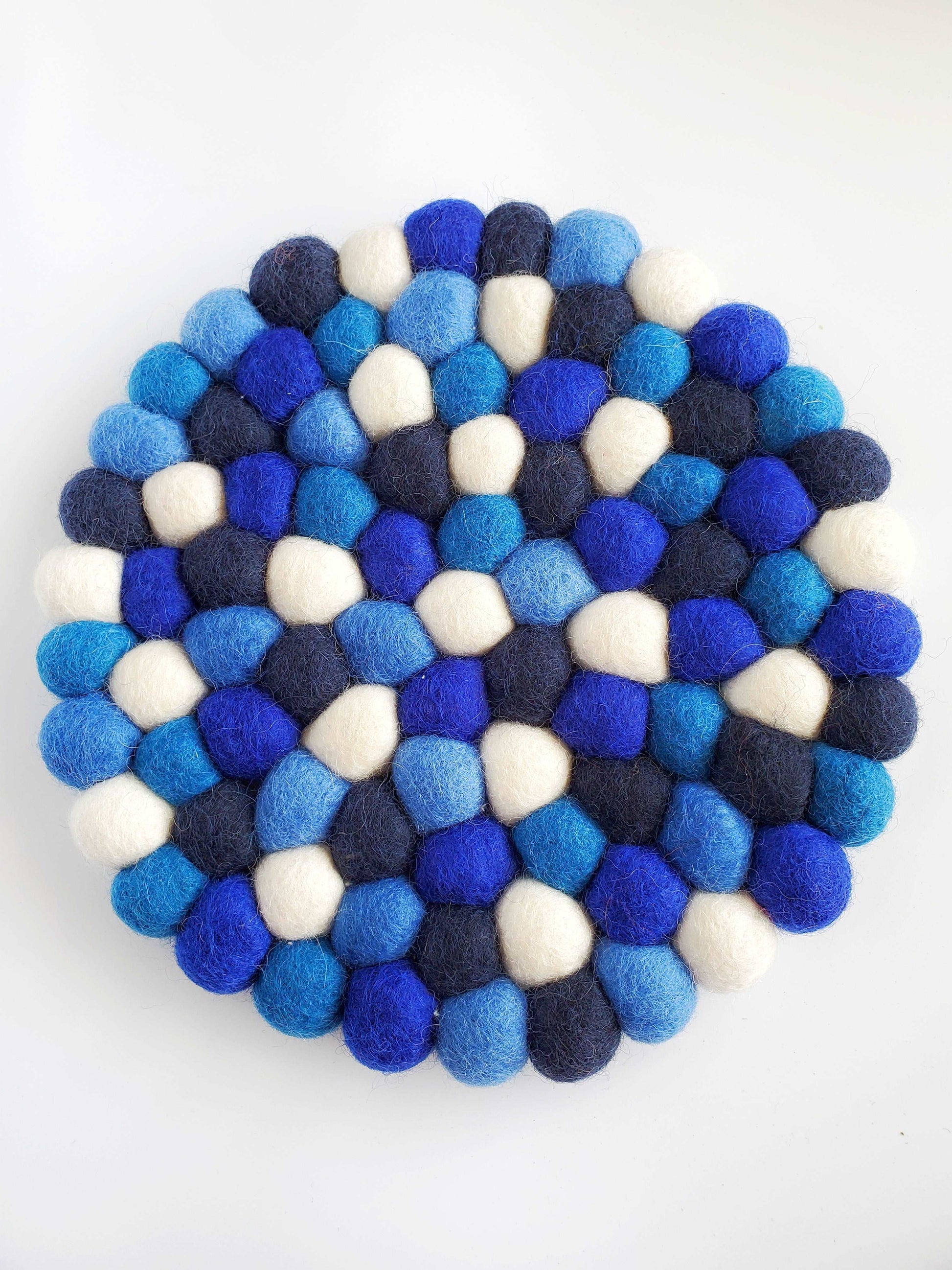 Mediterranean Blue Handmade Felt Trivet