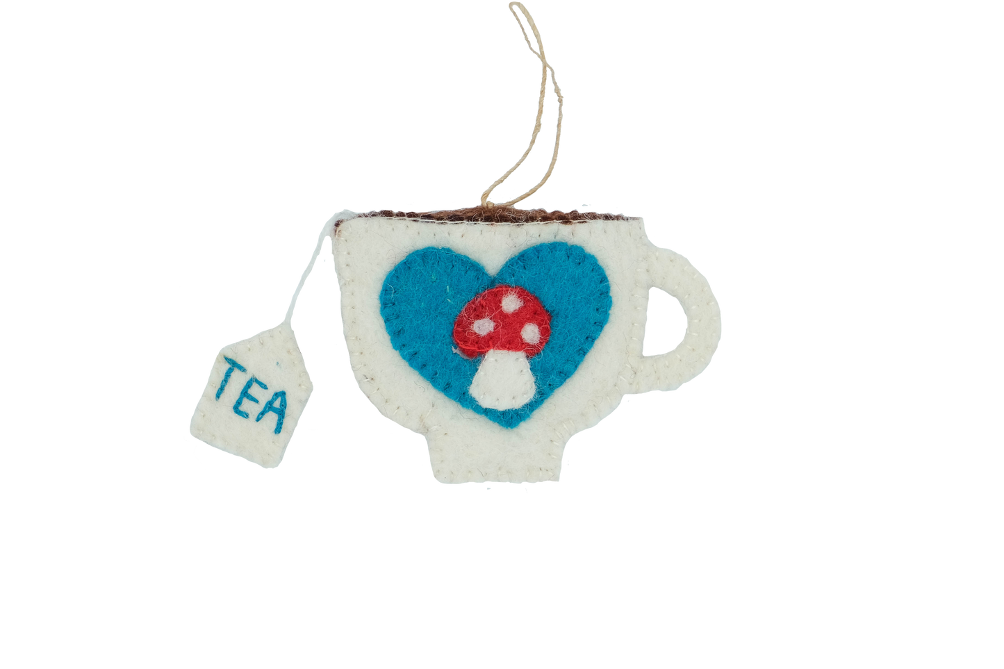 Retro Mushroom Teacup Wool Felt Christmas Tree Ornament
