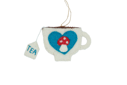 Retro Mushroom Teacup Wool Felt Christmas Tree Ornament