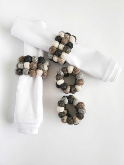 This Global Groove Life, handmade, ethical, fair trade, eco-friendly, sustainable, felt Pebble Napkin Ring set was created by artisans in Kathmandu Nepal and will bring colorful warmth and functionality to your table top.