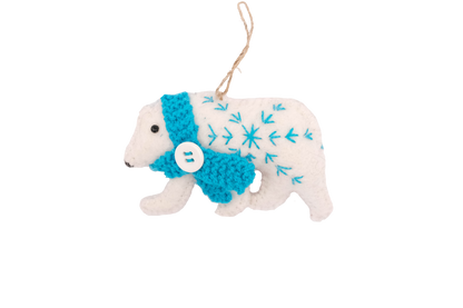 Retro Kai Polar Bear with Turquoise Scarf Ornament